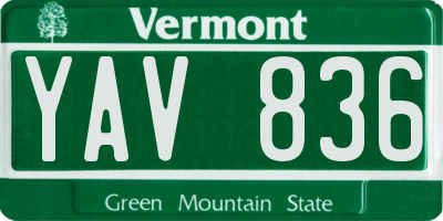 VT license plate YAV836
