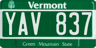 VT license plate YAV837