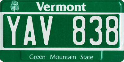 VT license plate YAV838