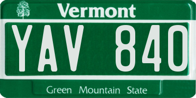 VT license plate YAV840