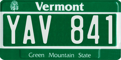 VT license plate YAV841