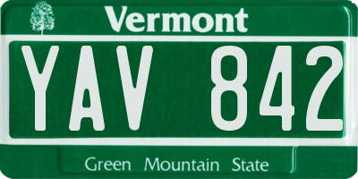 VT license plate YAV842
