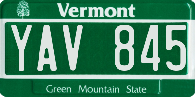 VT license plate YAV845