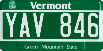VT license plate YAV846