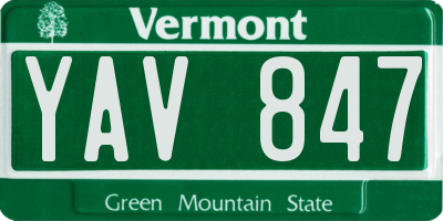 VT license plate YAV847