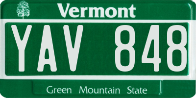 VT license plate YAV848