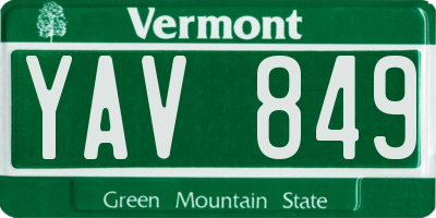 VT license plate YAV849