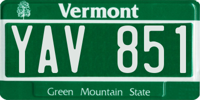 VT license plate YAV851