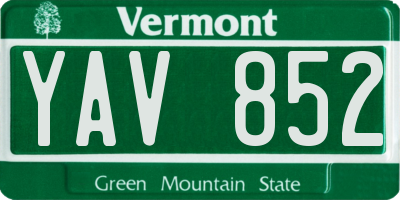 VT license plate YAV852