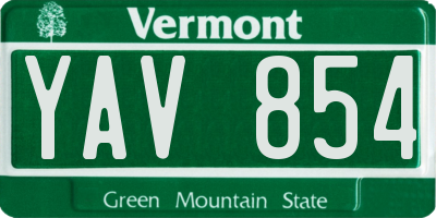 VT license plate YAV854