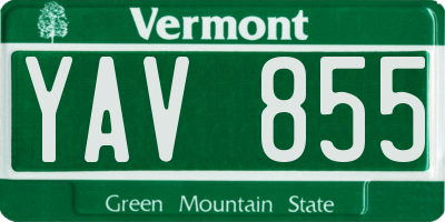 VT license plate YAV855