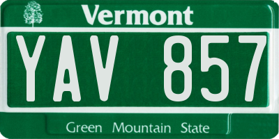 VT license plate YAV857