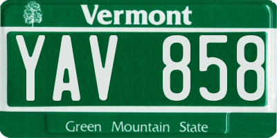 VT license plate YAV858
