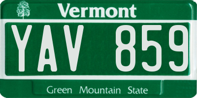 VT license plate YAV859