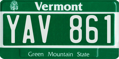 VT license plate YAV861