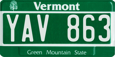 VT license plate YAV863
