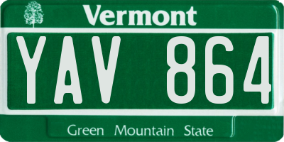 VT license plate YAV864