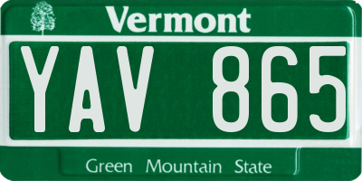 VT license plate YAV865