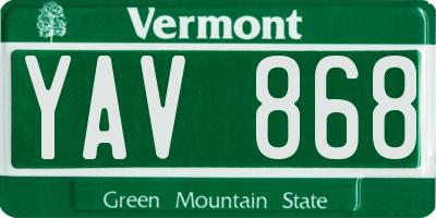 VT license plate YAV868