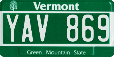 VT license plate YAV869