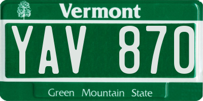 VT license plate YAV870