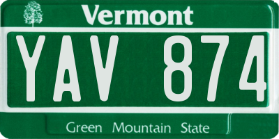 VT license plate YAV874