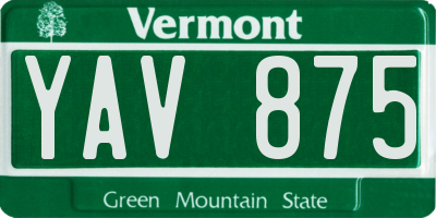VT license plate YAV875