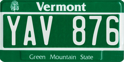 VT license plate YAV876