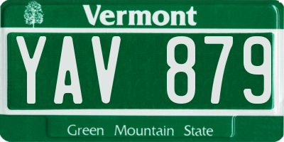 VT license plate YAV879