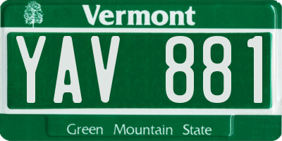 VT license plate YAV881