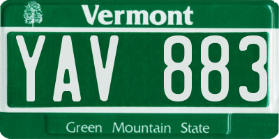VT license plate YAV883