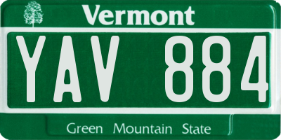 VT license plate YAV884