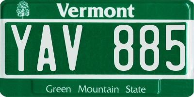 VT license plate YAV885