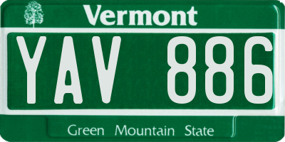 VT license plate YAV886