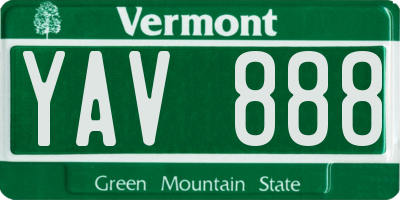 VT license plate YAV888