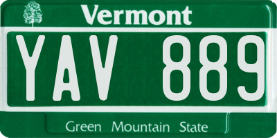 VT license plate YAV889