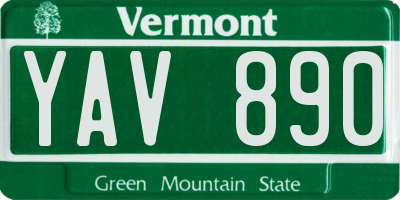 VT license plate YAV890