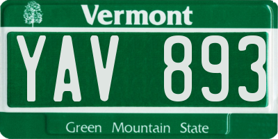 VT license plate YAV893