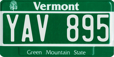 VT license plate YAV895