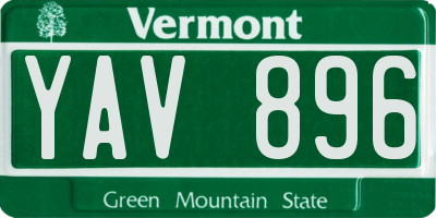 VT license plate YAV896