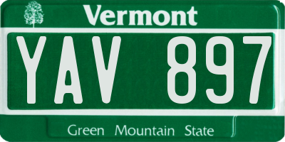 VT license plate YAV897