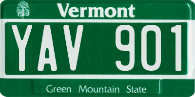 VT license plate YAV901