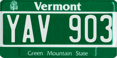 VT license plate YAV903
