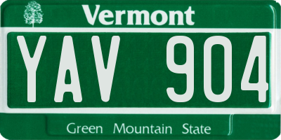 VT license plate YAV904