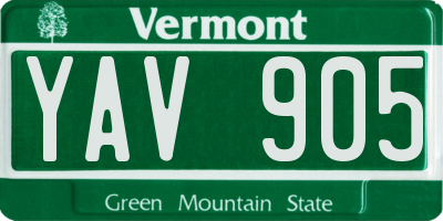 VT license plate YAV905