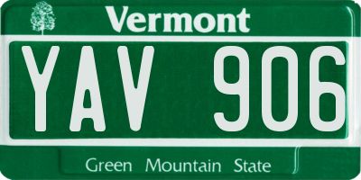 VT license plate YAV906
