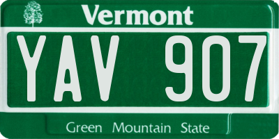 VT license plate YAV907