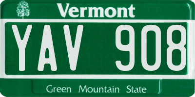 VT license plate YAV908