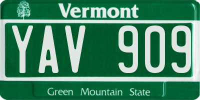 VT license plate YAV909