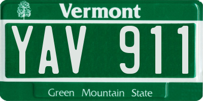 VT license plate YAV911